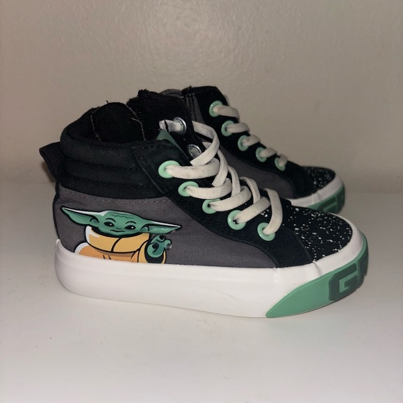 Vans Black and Gray Kids Sneakers with Green Accents - Picture 1 of 9